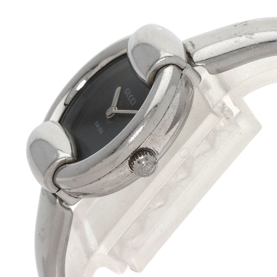 GUCCI Watches Quartz 1400L Stainless Steel , Stainless Steel Silver round face bangle black dial Women Used Authentic