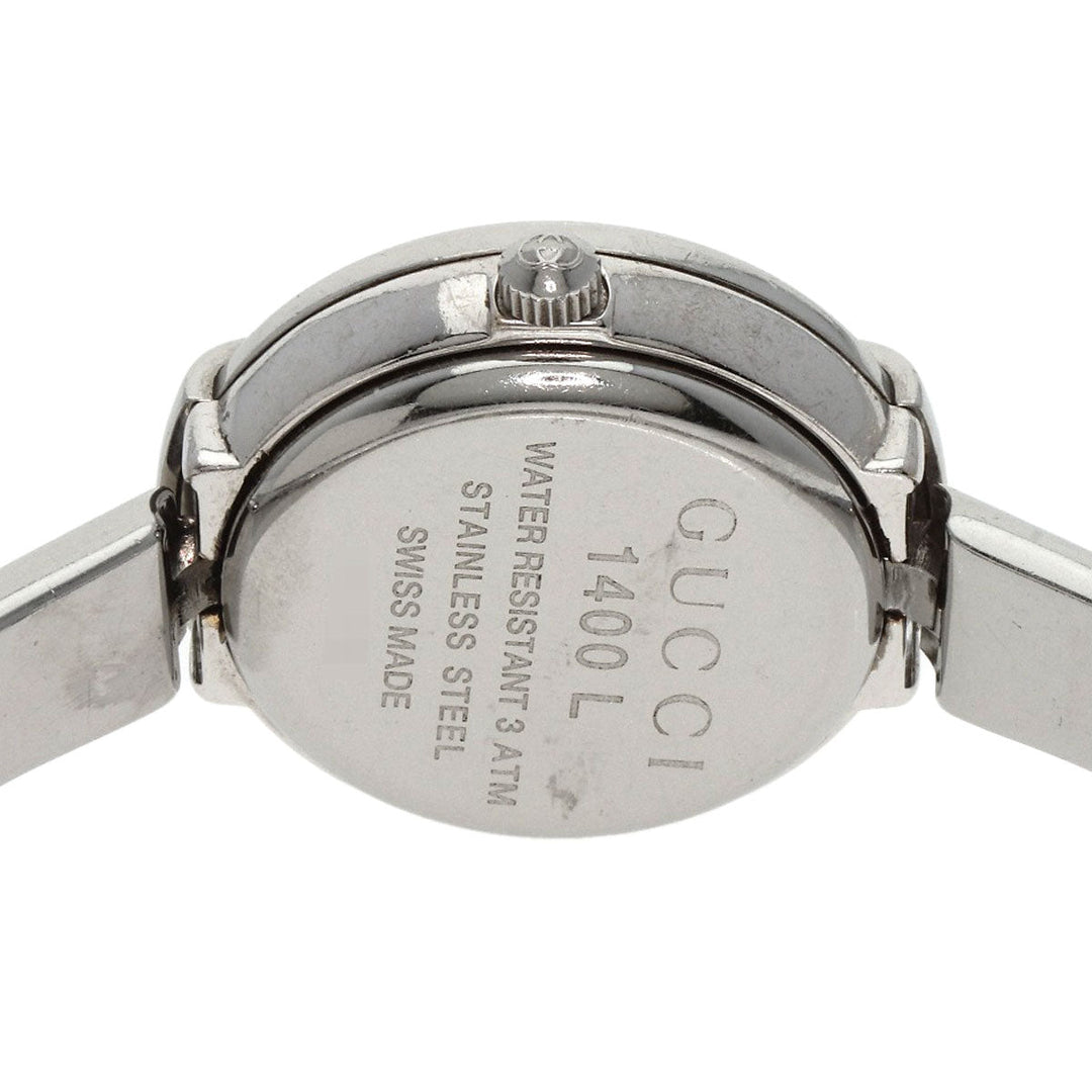 GUCCI Watches Quartz 1400L Stainless Steel , Stainless Steel Silver round face bangle black dial Women Used Authentic