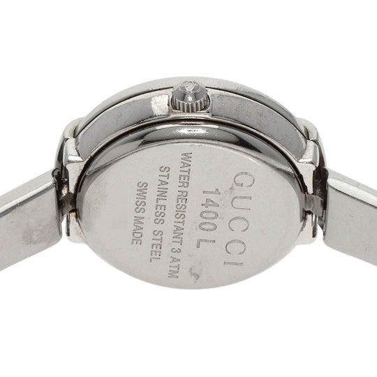 GUCCI Watches Quartz 1400L Stainless Steel , Stainless Steel Silver round face bangle black dial Women Used Authentic