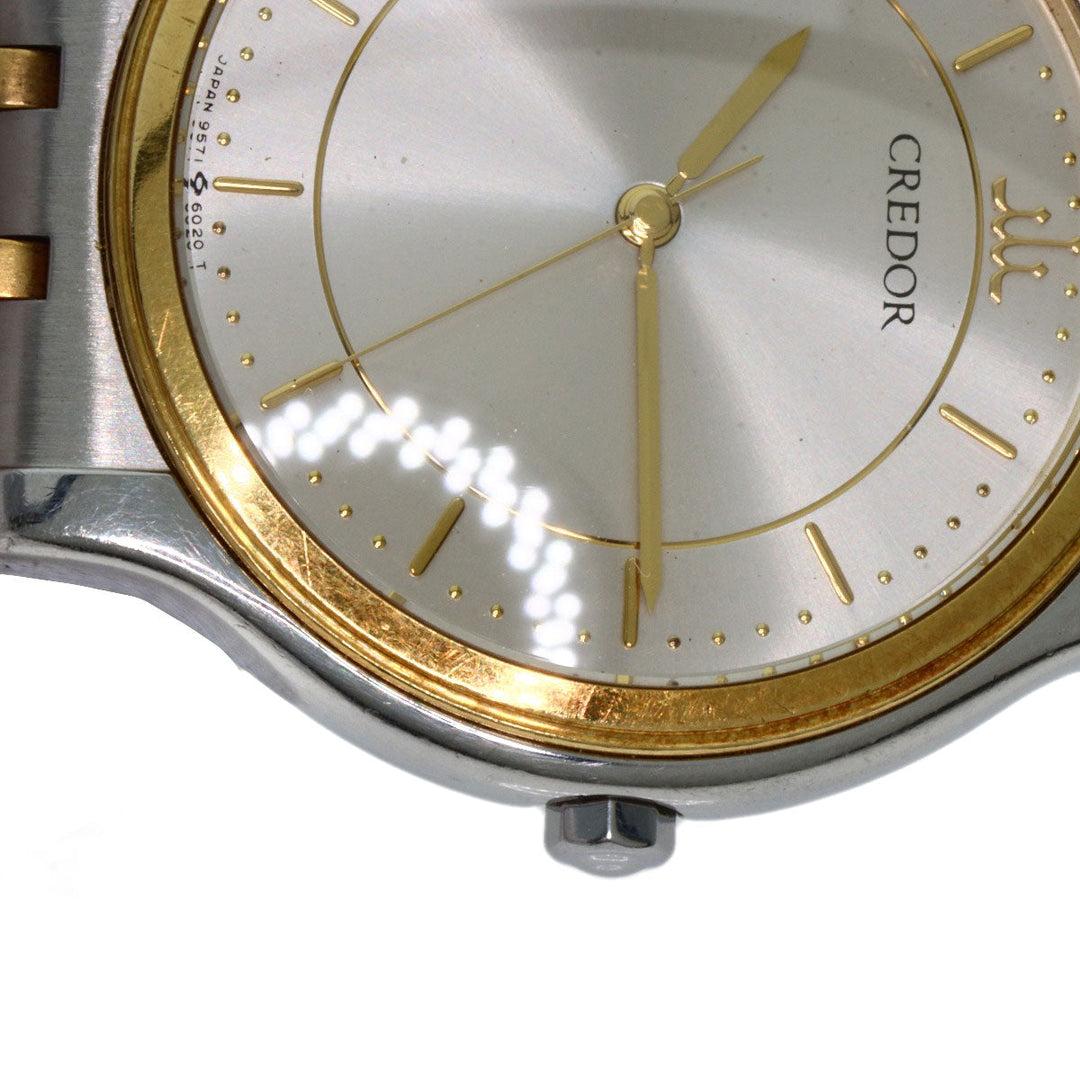SEIKO Watches Quartz 9571-6020 Stainless Steel gold CREDOR round face Silver dial