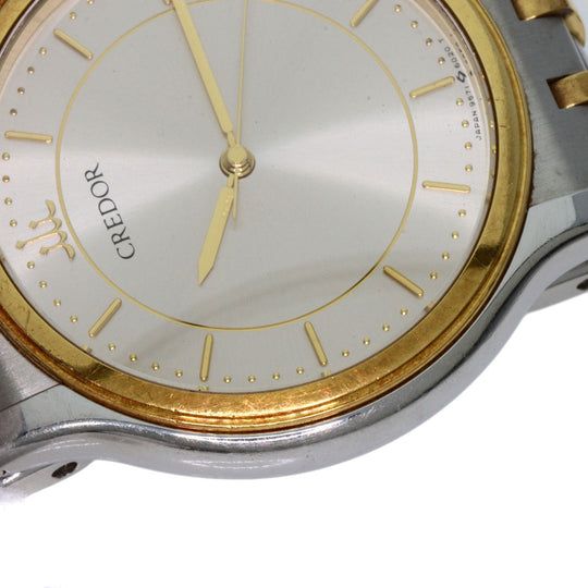 SEIKO Watches Quartz 9571-6020 Stainless Steel gold CREDOR round face Silver dial