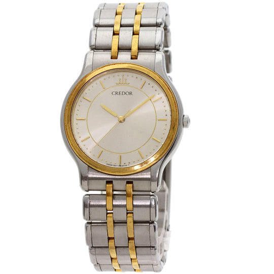 SEIKO Watches Quartz 9571-6020 Stainless Steel gold CREDOR round face Silver dial