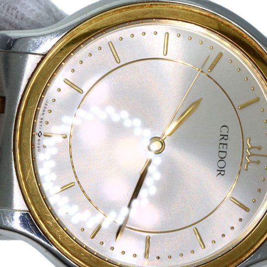 SEIKO Watches Quartz 9571-6020 Stainless Steel gold CREDOR round face Silver dial