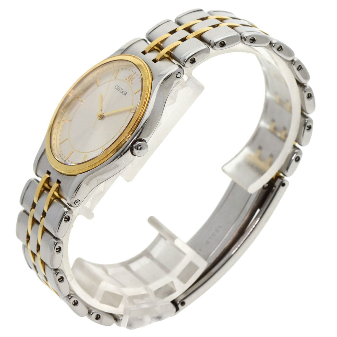 SEIKO Watches Quartz 9571-6020 Stainless Steel gold CREDOR round face Silver dial