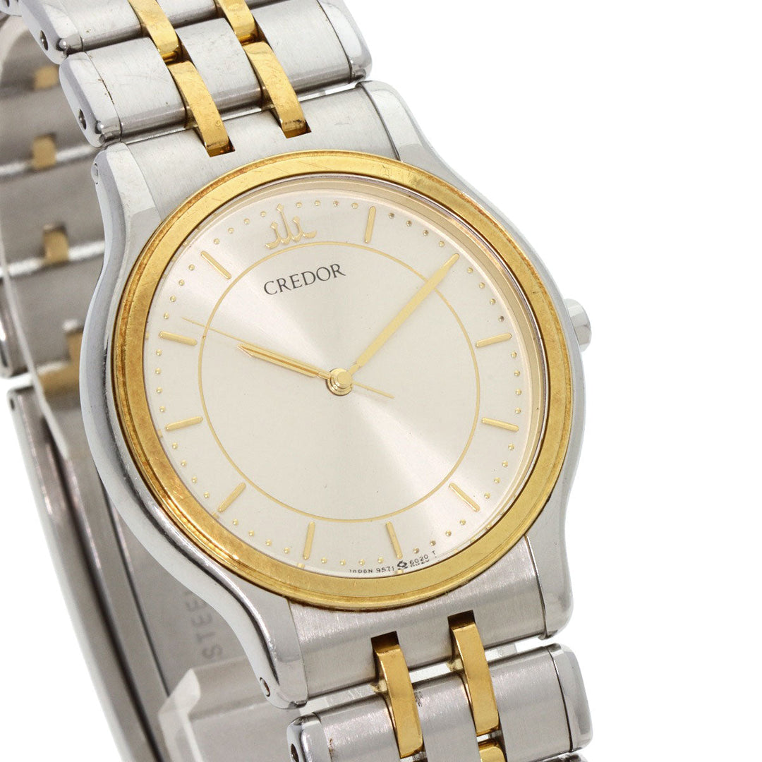 SEIKO Watches Quartz 9571-6020 Stainless Steel gold CREDOR round face Silver dial