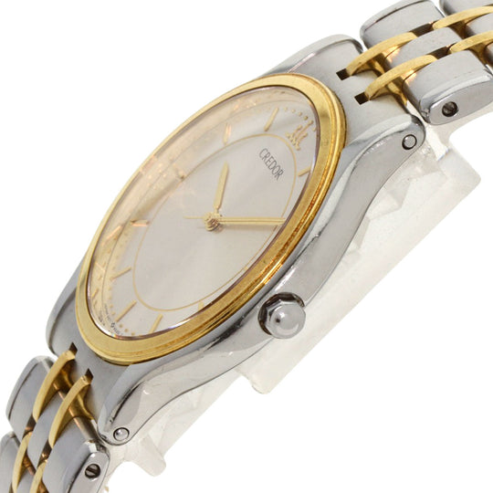 SEIKO Watches Quartz 9571-6020 Stainless Steel gold CREDOR round face Silver dial