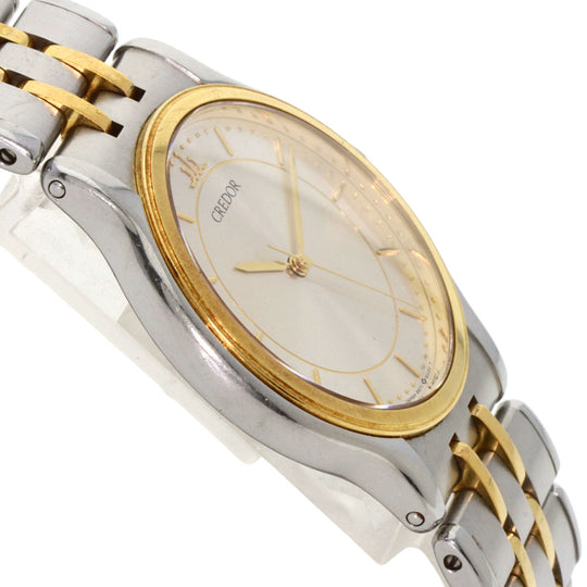 SEIKO Watches Quartz 9571-6020 Stainless Steel gold CREDOR round face Silver dial