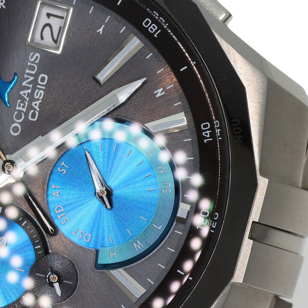 CASIO Watches Solar Powered OCW-S5000E Titanium, Titanium Silver Oceanus Manta black dial mens Used Authentic