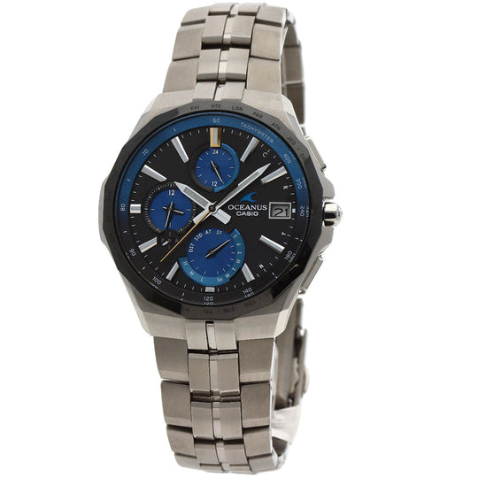 CASIO Watches Solar Powered OCW-S5000E Titanium, Titanium Silver Oceanus Manta black dial mens Used Authentic