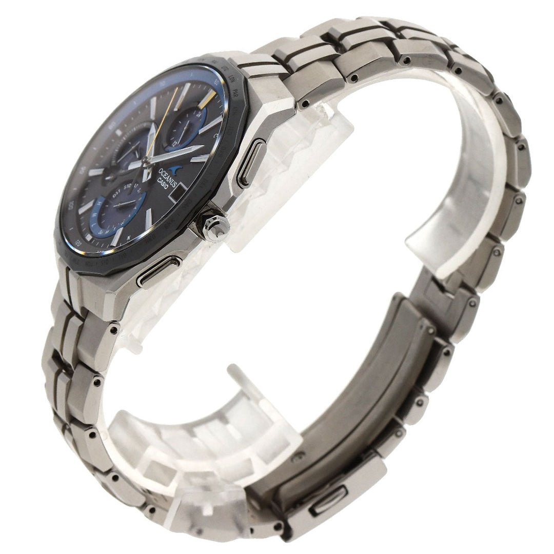 CASIO Watches Solar Powered OCW-S5000E Titanium, Titanium Silver Oceanus Manta black dial mens Used Authentic