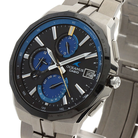 CASIO Watches Solar Powered OCW-S5000E Titanium, Titanium Silver Oceanus Manta black dial mens Used Authentic