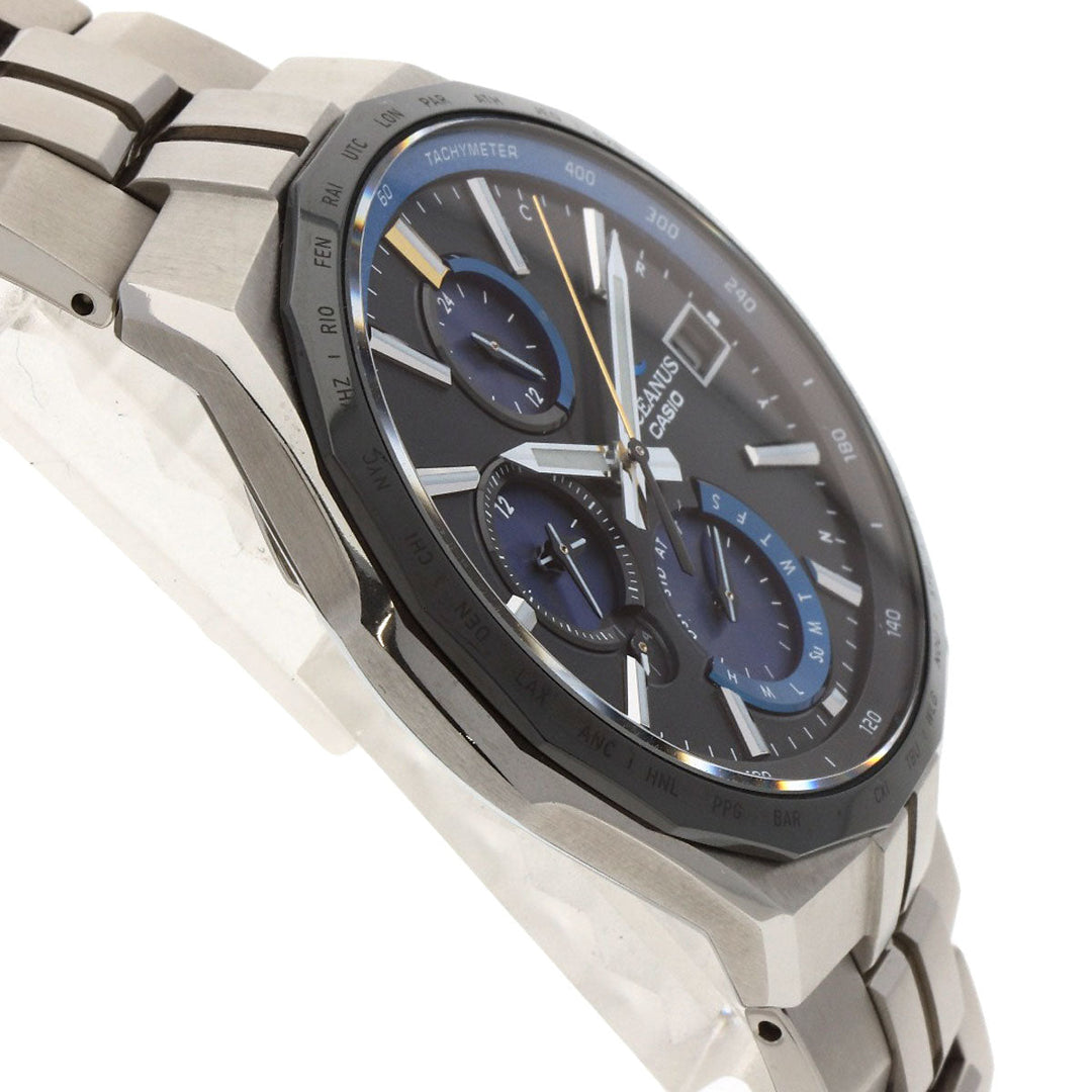 CASIO Watches Solar Powered OCW-S5000E Titanium, Titanium Silver Oceanus Manta black dial mens Used Authentic