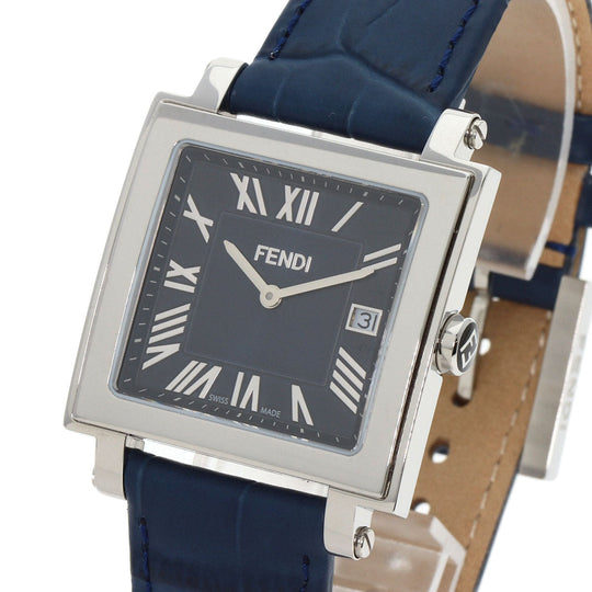FENDI Watches Quartz 60500G Stainless Steel Silver Quadro blue dial