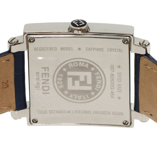 FENDI Watches Quartz 60500G Stainless Steel Silver Quadro blue dial