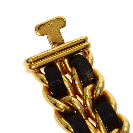 CHANEL Watches Quartz H0001 Gold Plated, GPx Leather gold Premiere L black dial Women Used Authentic