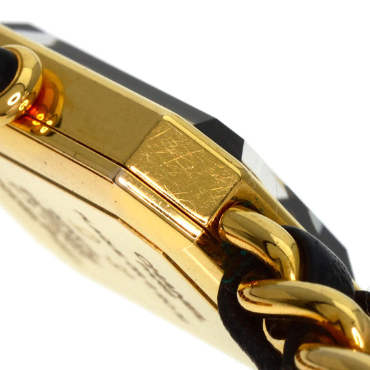 CHANEL Watches Quartz H0001 Gold Plated, GPx Leather gold Premiere L black dial Women Used Authentic