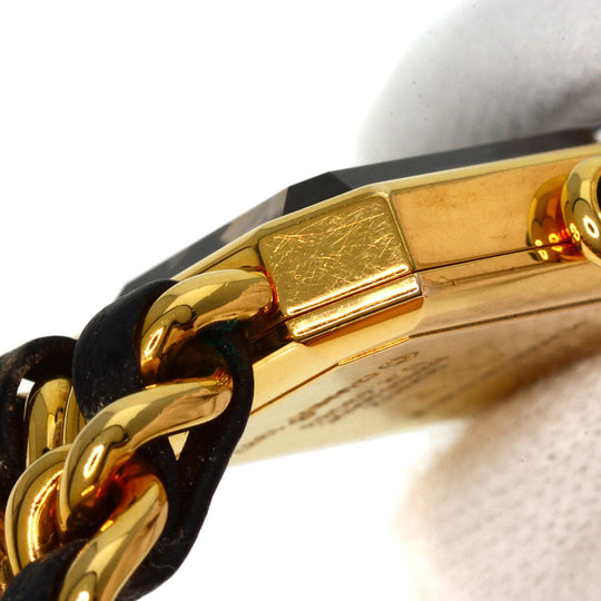 CHANEL Watches Quartz H0001 Gold Plated, GPx Leather gold Premiere L black dial Women Used Authentic