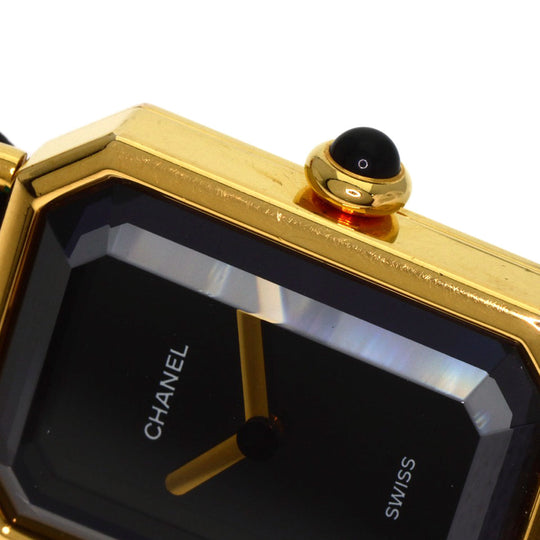 CHANEL Watches Quartz H0001 Gold Plated, GPx Leather gold Premiere L black dial Women Used Authentic