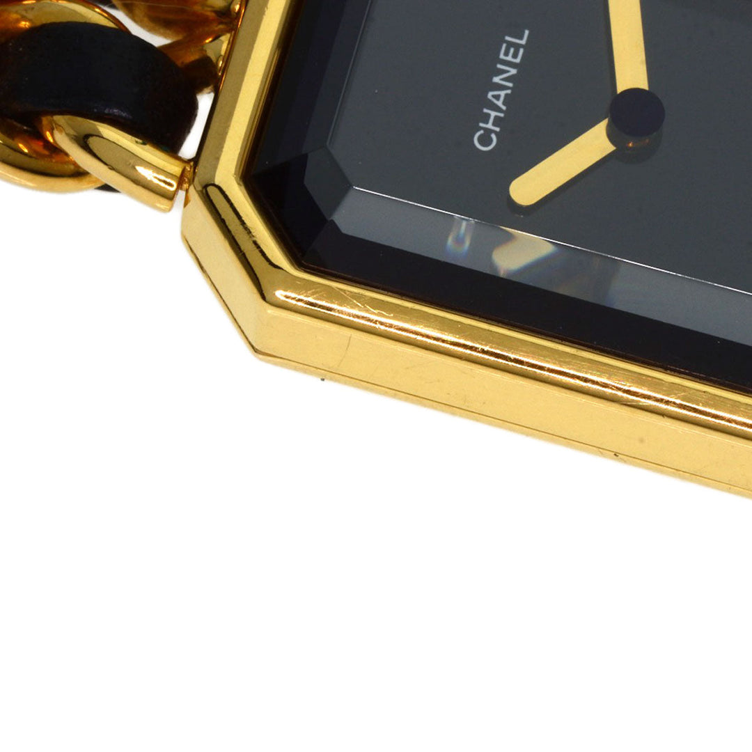 CHANEL Watches Quartz H0001 Gold Plated, GPx Leather gold Premiere L black dial Women Used Authentic
