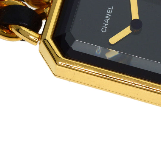 CHANEL Watches Quartz H0001 Gold Plated, GPx Leather gold Premiere L black dial Women Used Authentic
