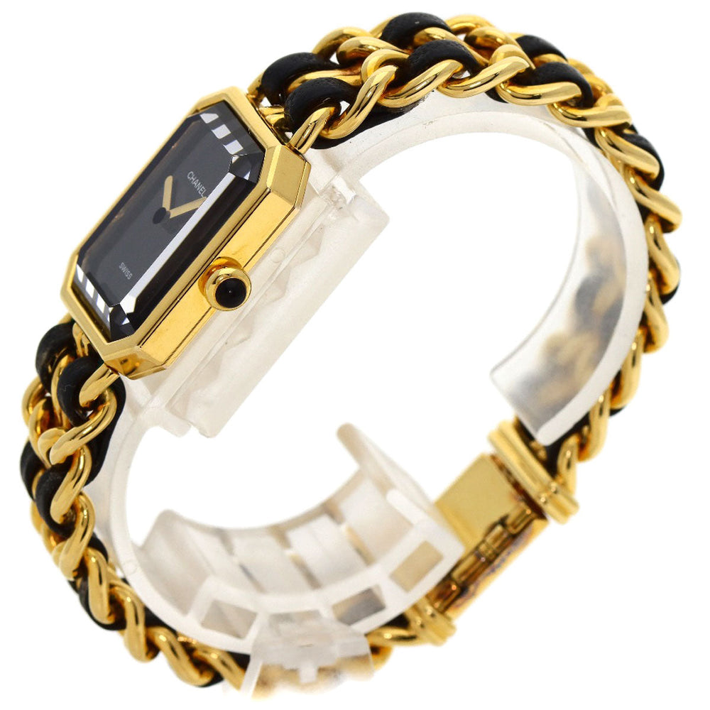 CHANEL Watches Quartz H0001 Gold Plated, GPx Leather gold Premiere L black dial Women Used Authentic