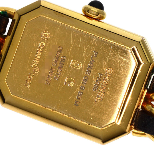 CHANEL Watches Quartz H0001 Gold Plated, GPx Leather gold Premiere L black dial Women Used Authentic