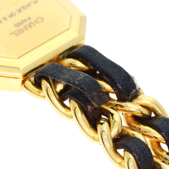 CHANEL Watches Quartz H0001 Gold Plated, GPx Leather gold Premiere L black dial Women Used Authentic