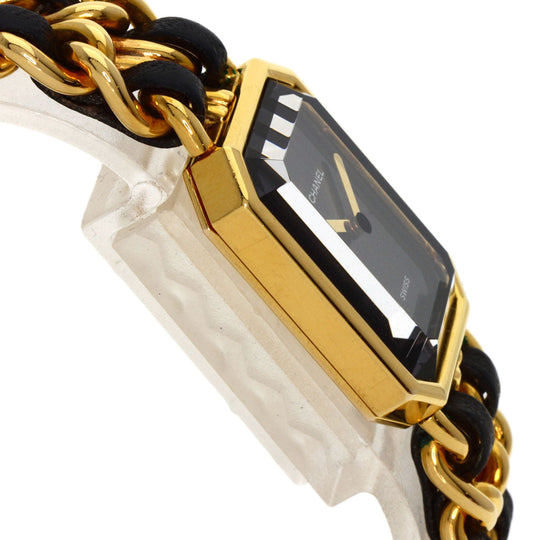 CHANEL Watches Quartz H0001 Gold Plated, GPx Leather gold Premiere L black dial Women Used Authentic