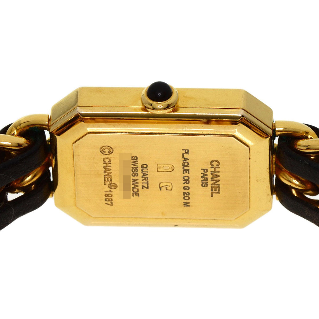 CHANEL Watches Quartz H0001 Gold Plated, GPx Leather gold Premiere L black dial Women Used Authentic