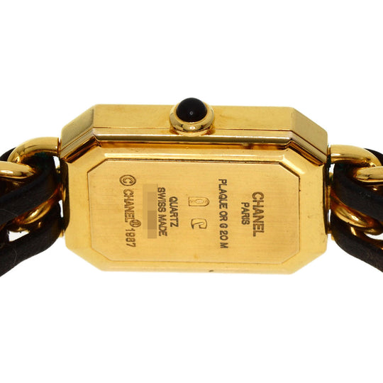 CHANEL Watches Quartz H0001 Gold Plated, GPx Leather gold Premiere L black dial Women Used Authentic