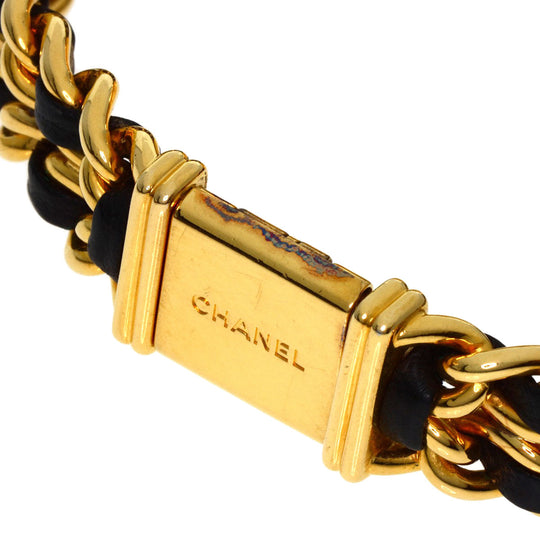 CHANEL Watches Quartz H0001 Gold Plated, GPx Leather gold Premiere L black dial Women Used Authentic