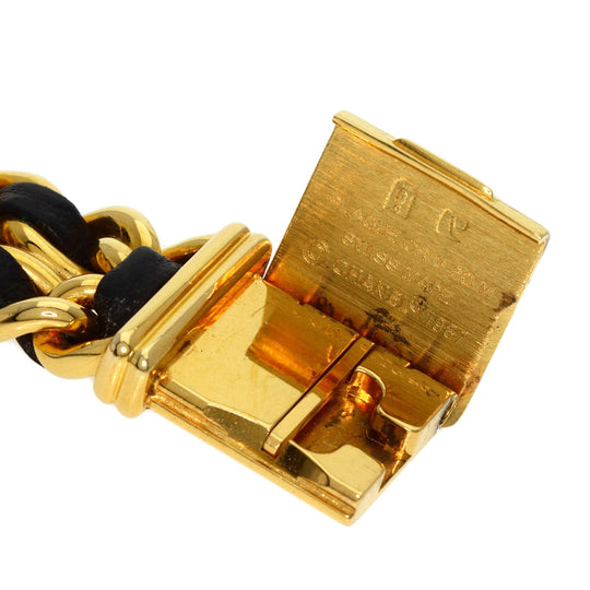 CHANEL Watches Quartz H0001 Gold Plated, GPx Leather gold Premiere L black dial Women Used Authentic