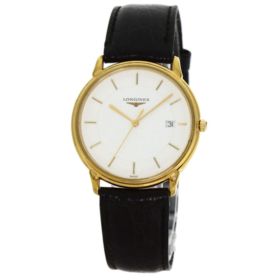 LONGINES Watches Quartz L4.677.2 Gold Plated, Leather gold Grand classic white dial mens Used Authentic