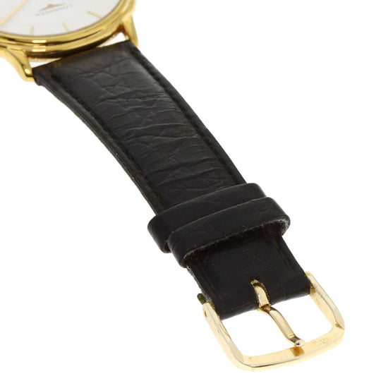 LONGINES Watches Quartz L4.677.2 Gold Plated, Leather gold Grand classic white dial mens Used Authentic