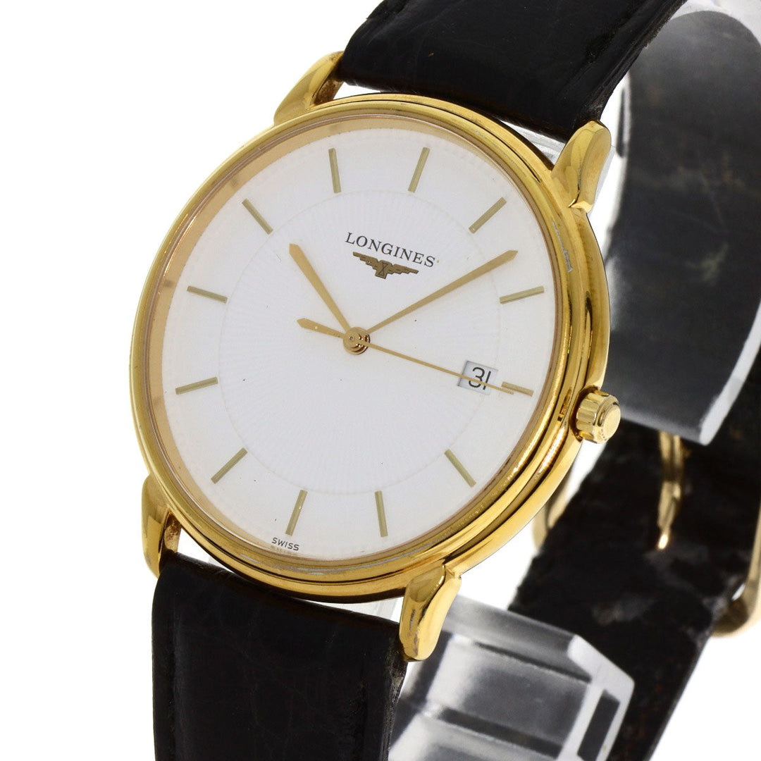 LONGINES Watches Quartz L4.677.2 Gold Plated, Leather gold Grand classic white dial mens Used Authentic