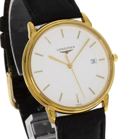 LONGINES Watches Quartz L4.677.2 Gold Plated, Leather gold Grand classic white dial mens Used Authentic