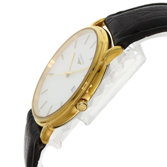 LONGINES Watches Quartz L4.677.2 Gold Plated, Leather gold Grand classic white dial mens Used Authentic
