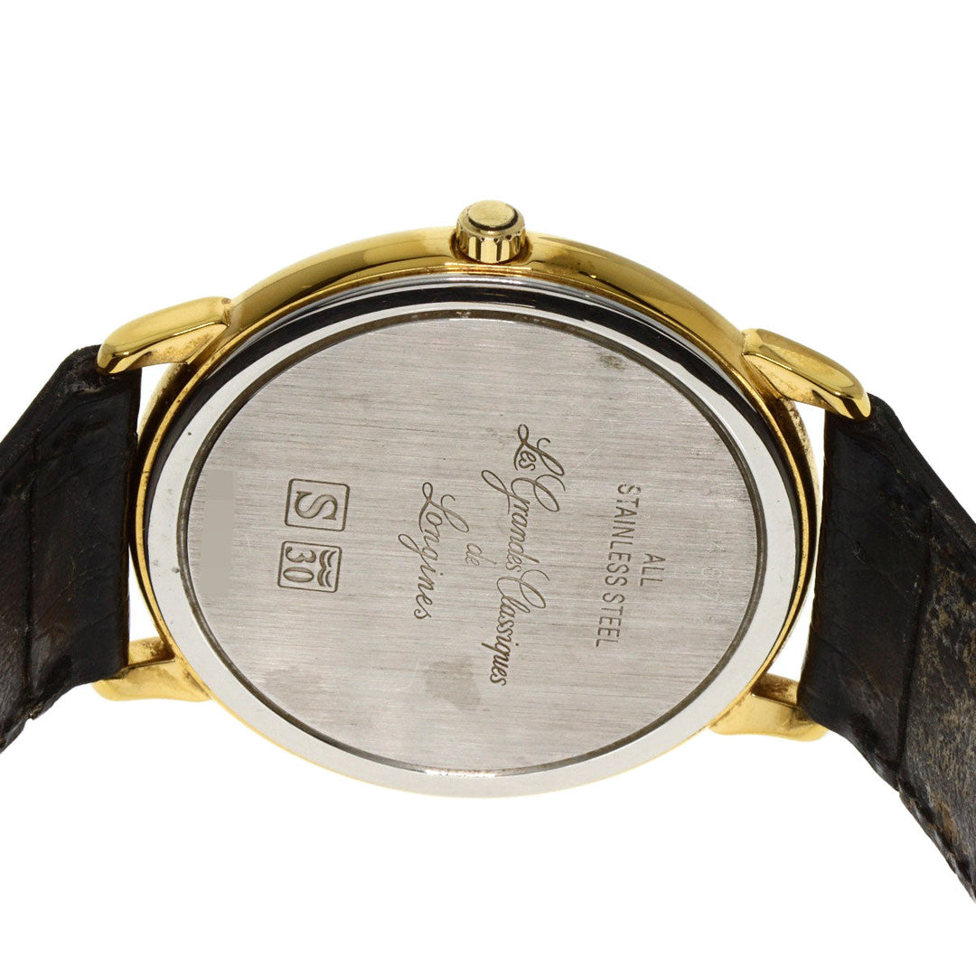 LONGINES Watches Quartz L4.677.2 Gold Plated, Leather gold Grand classic white dial mens Used Authentic