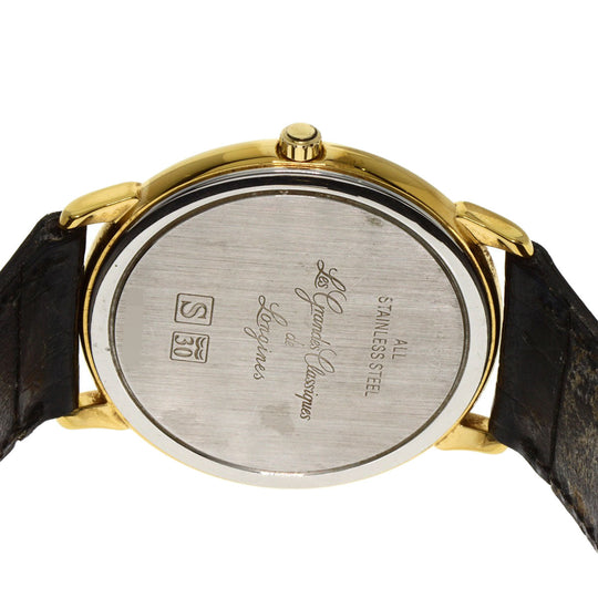 LONGINES Watches Quartz L4.677.2 Gold Plated, Leather gold Grand classic white dial mens Used Authentic