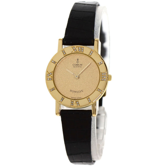 CORUM Watches Quartz 30.111.65 K18YG , Leather , Diamond gold Romulus gold dial Women Used Authentic