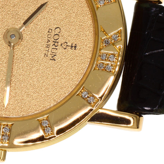 CORUM Watches Quartz 30.111.65 K18YG , Leather , Diamond gold Romulus gold dial Women Used Authentic