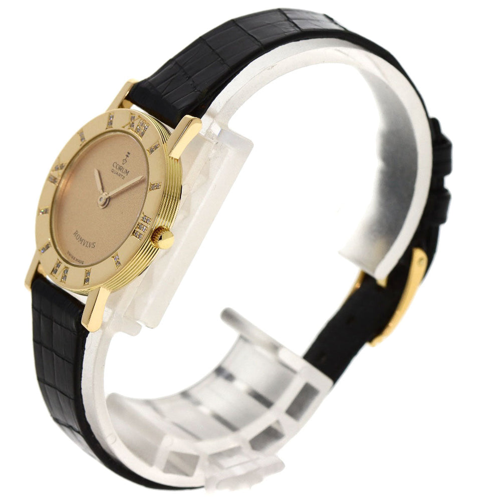 CORUM Watches Quartz 30.111.65 K18YG , Leather , Diamond gold Romulus gold dial Women Used Authentic