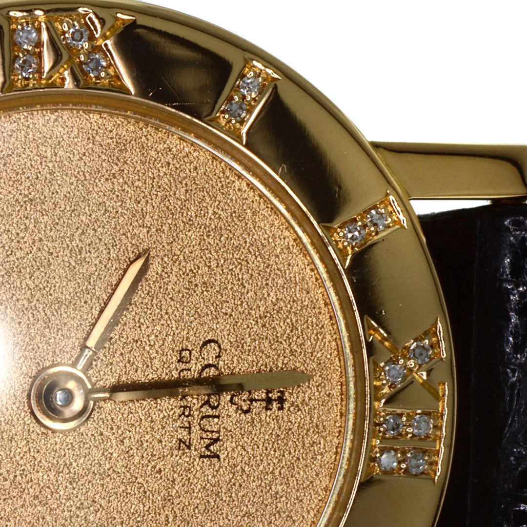 CORUM Watches Quartz 30.111.65 K18YG , Leather , Diamond gold Romulus gold dial Women Used Authentic