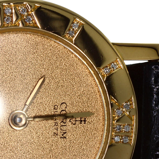 CORUM Watches Quartz 30.111.65 K18YG , Leather , Diamond gold Romulus gold dial Women Used Authentic
