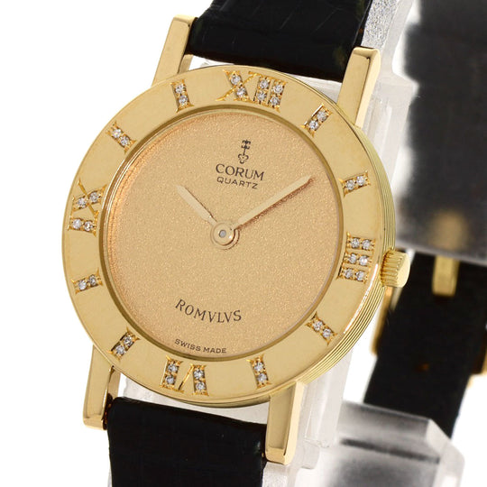 CORUM Watches Quartz 30.111.65 K18YG , Leather , Diamond gold Romulus gold dial Women Used Authentic