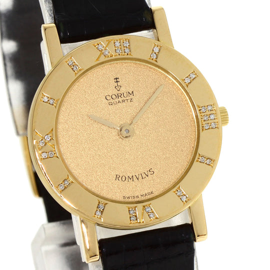 CORUM Watches Quartz 30.111.65 K18YG , Leather , Diamond gold Romulus gold dial Women Used Authentic