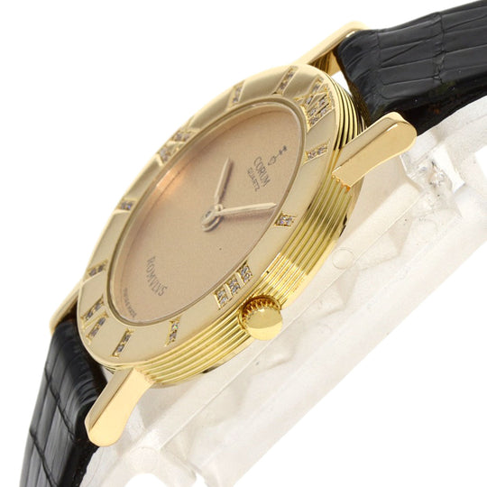 CORUM Watches Quartz 30.111.65 K18YG , Leather , Diamond gold Romulus gold dial Women Used Authentic