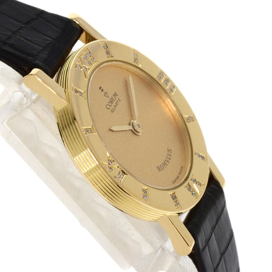 CORUM Watches Quartz 30.111.65 K18YG , Leather , Diamond gold Romulus gold dial Women Used Authentic