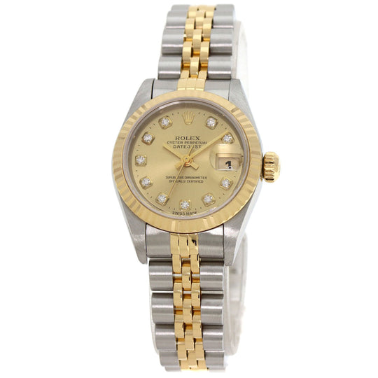 ROLEX Watches Mechanical Automatic 69173G Stainless Steel gold Datejust 10P Diamond Champagne Gold dial