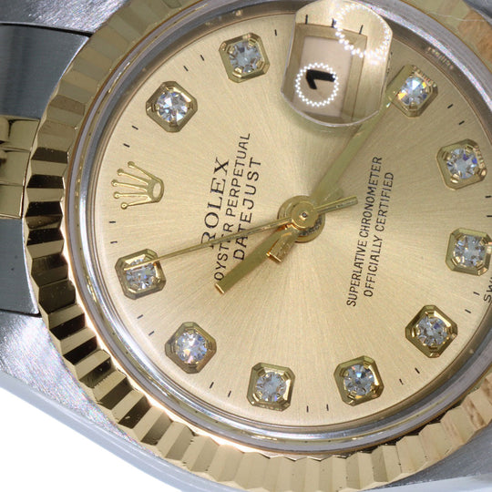 ROLEX Watches Mechanical Automatic 69173G Stainless Steel gold Datejust 10P Diamond Champagne Gold dial